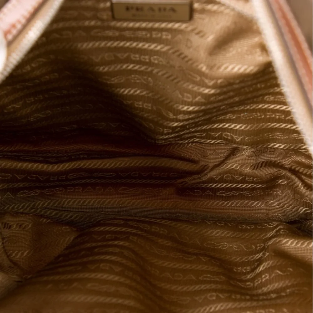 Prada Tessuto Nylon Wood Link Shoulder Bag Tan Brown - Picture 4 of 6